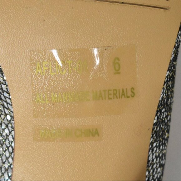 Twenty-One Womens 6 High Heels Slingback Gold Silver Rhinestones Peep Toe Shoes - Picture 11 of 11